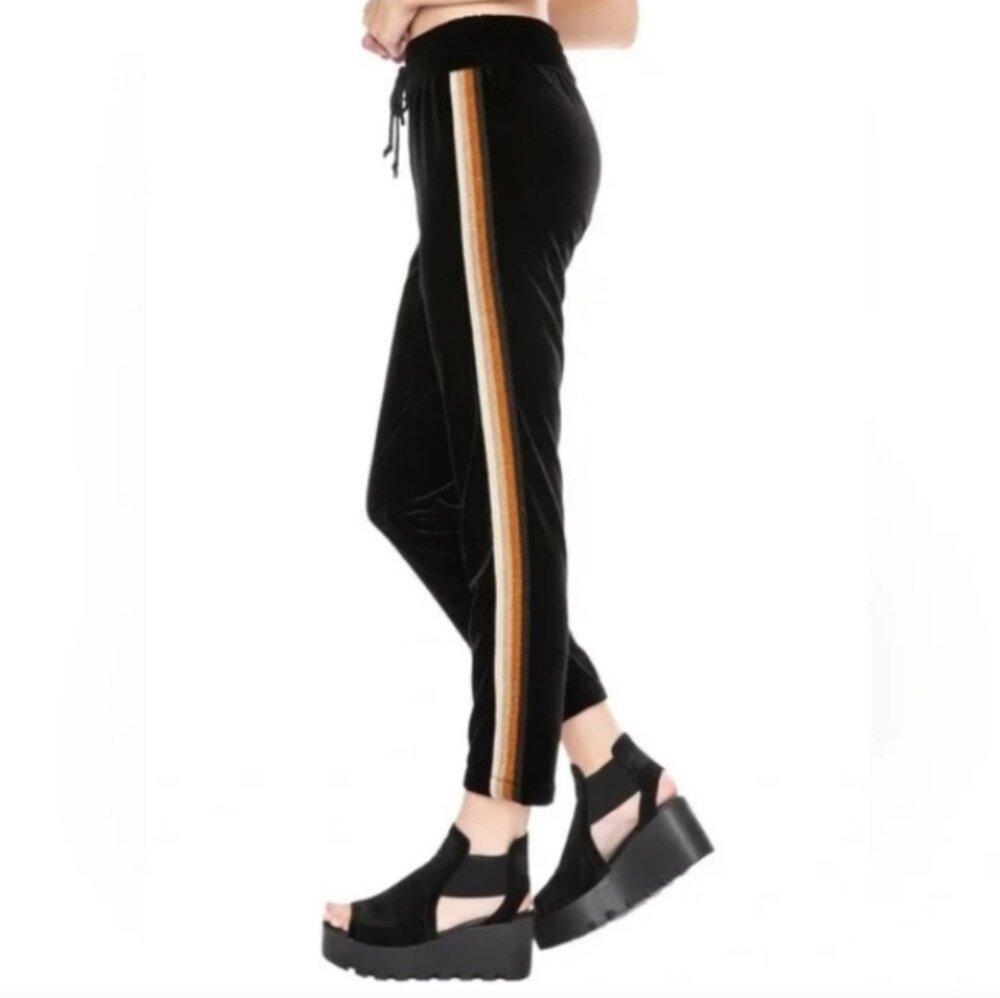 MOTHER  The Lounger Black Joggers with Gold Stripe Size S